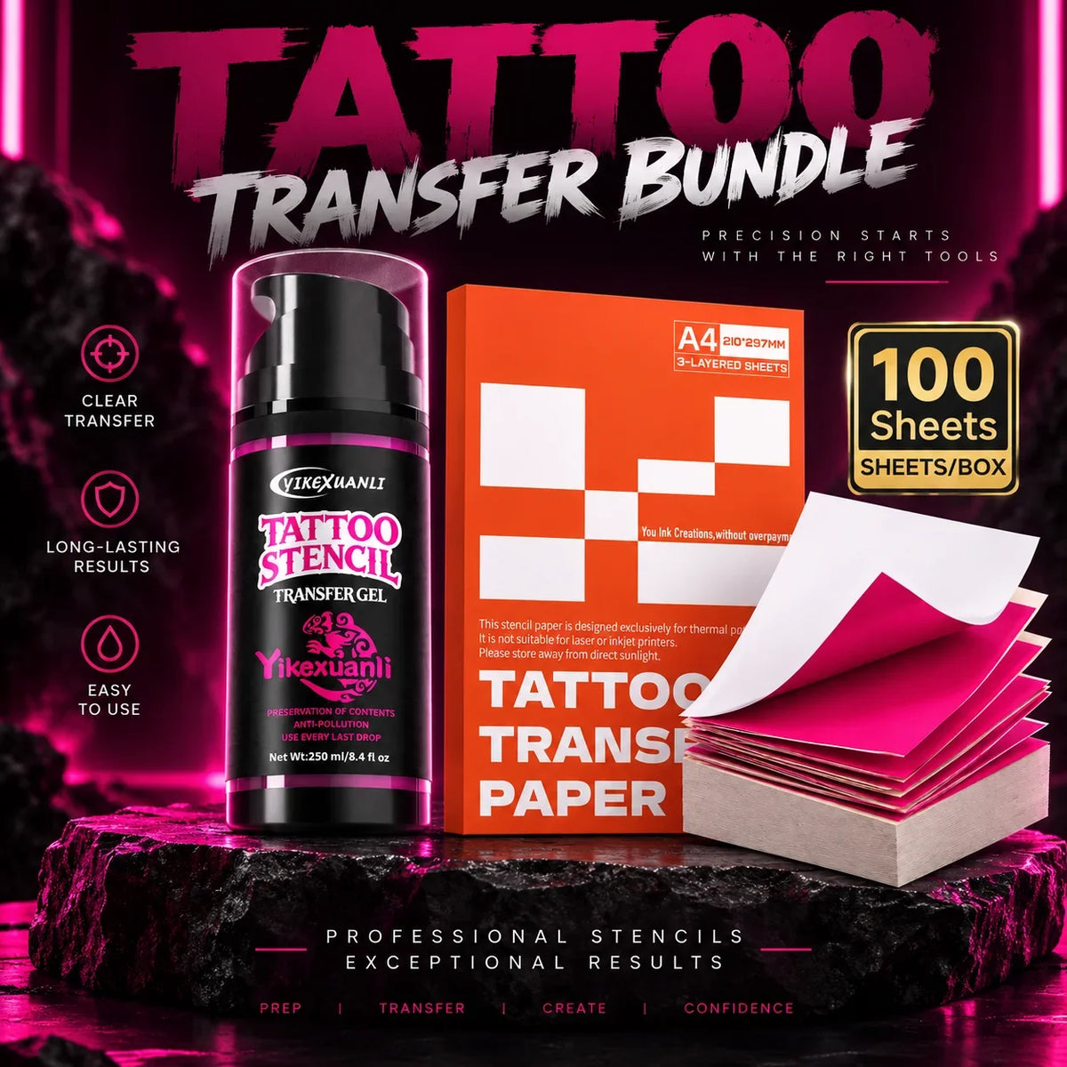 Complete red stencil transfer kit overview