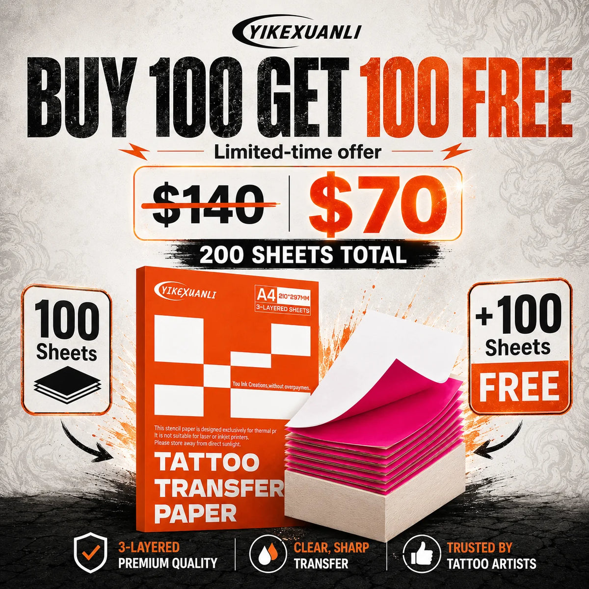A4 Tattoo Transfer Paper – High-Visibility Magenta Stencil Paper