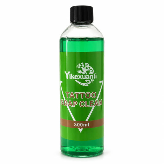 Yikexuanli 300ml green algae tattoo cleaning solution for tattoo prep, studio cleansing, and removing excess ink during tattoo work