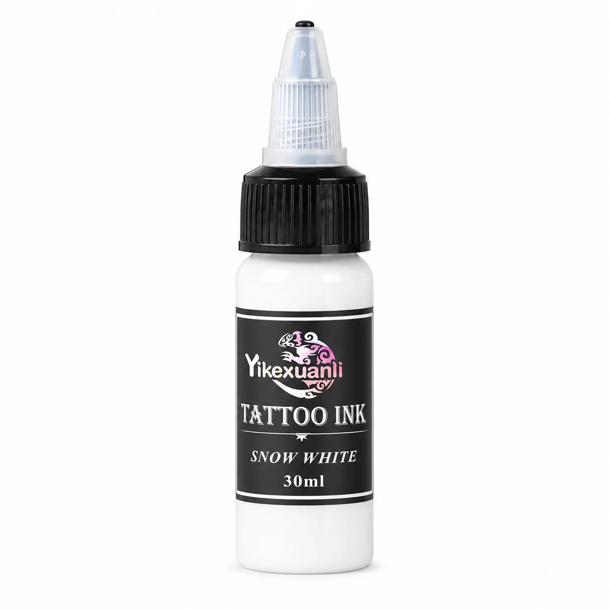 Yikexuanli Snow White 30ml tattoo ink single bottle for white tattoo color work, highlight practice, color blending practice, and studio use