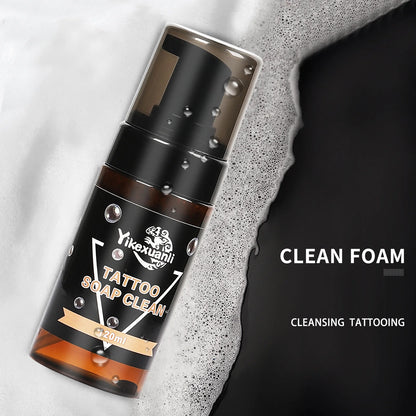 Yikexuanli 120ml tattoo cleansing foam with clean foam texture for tattoo area cleaning, pre-tattoo prep, and easy pump use