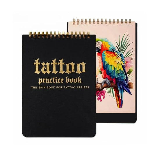 Yikexuanli tattoo practice book with silicone fake skin sheets for tattoo artists, beginners, apprentices, linework practice, and tattoo design training