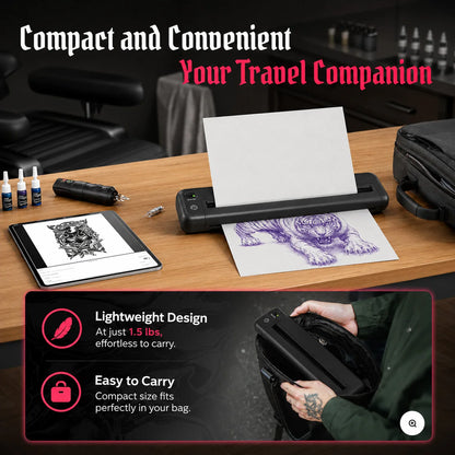 Yikexuanli Tattoo Transfer Pro Kit lightweight portable wireless tattoo stencil printer for tattoo transfer designs, thermal paper printing, travel use, and studio stencil prep
