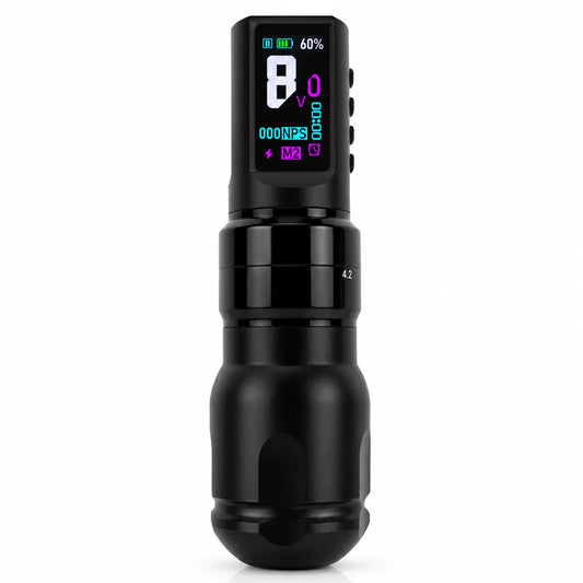Yikexuanli V1 wireless tattoo pen machine with digital display on a white background