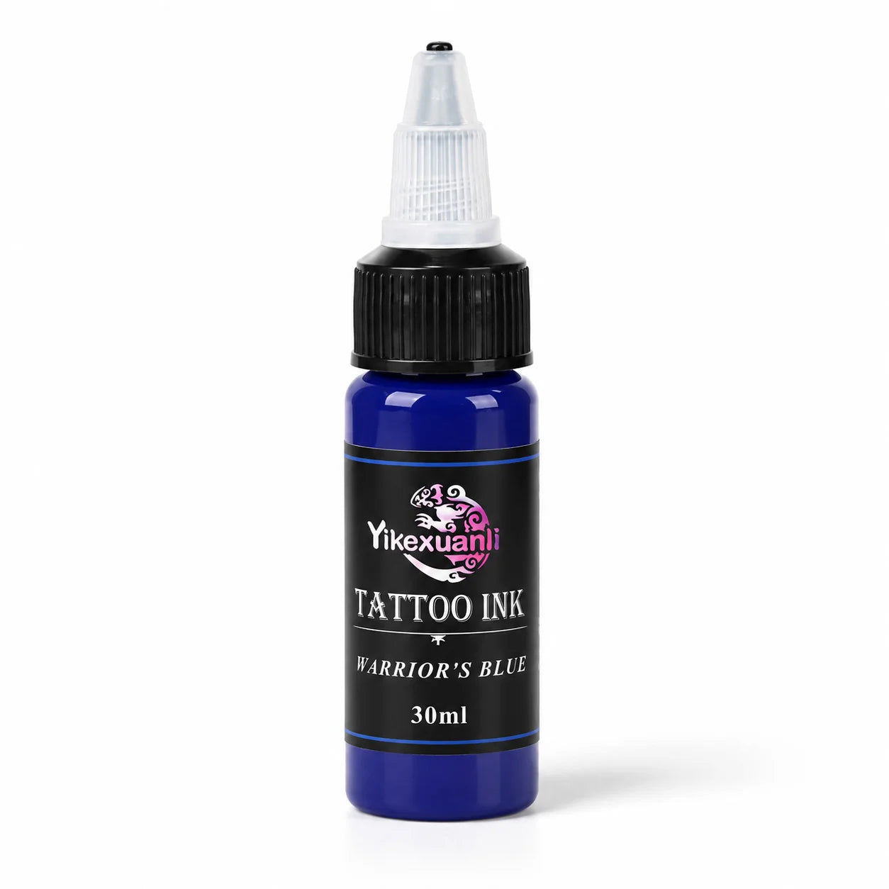 Yikexuanli Warrior’s Blue 30ml tattoo ink single bottle for blue tattoo color work, color blending practice, linework practice, and studio use